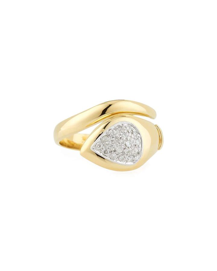 18k Coiled Diamond Teardrop Ring,