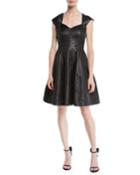 Structured Metallic Cap-sleeve Dress