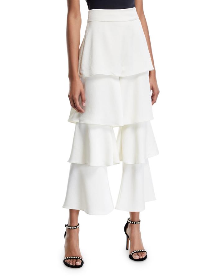 Parris Tiered Flare-leg Cropped Pants