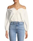 Off-the-shoulder Lace-front Crop Top
