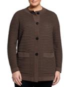 Lafayette 148 New York Plus Waffle-stitch Button-front Cardigan, Granite, Women's,