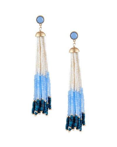 Multihued Beaded Tassel Earrings,