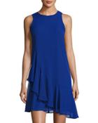 Ruffled Sleeveless Dress, Cobalt