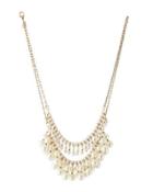 Golden Double-strand Pearly Bib Necklace