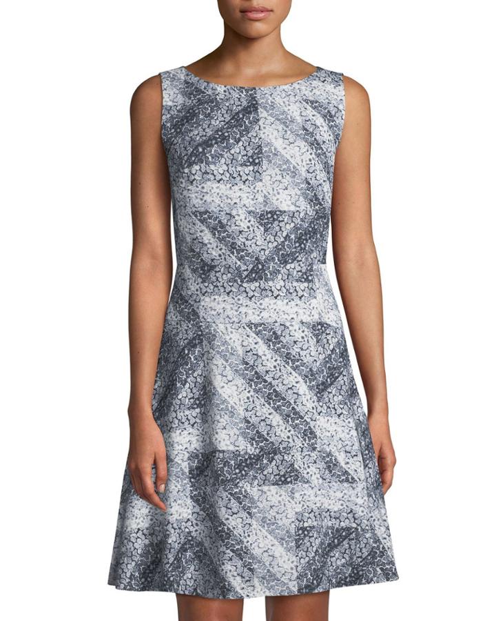 Mixed 3d Lace Sleeveless Fit-&-flare Dress