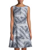 Mixed 3d Lace Sleeveless Fit-&-flare Dress