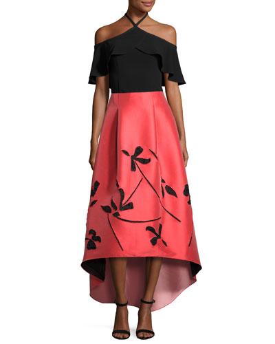Ruby Crepe Cold-shoulder Top, Onyx