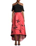 Ruby Crepe Cold-shoulder Top, Onyx
