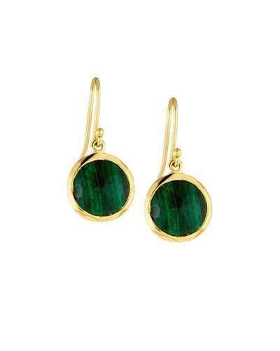 Rock Candy Lollipop 18k Mini Round Malachite Drop Earrings