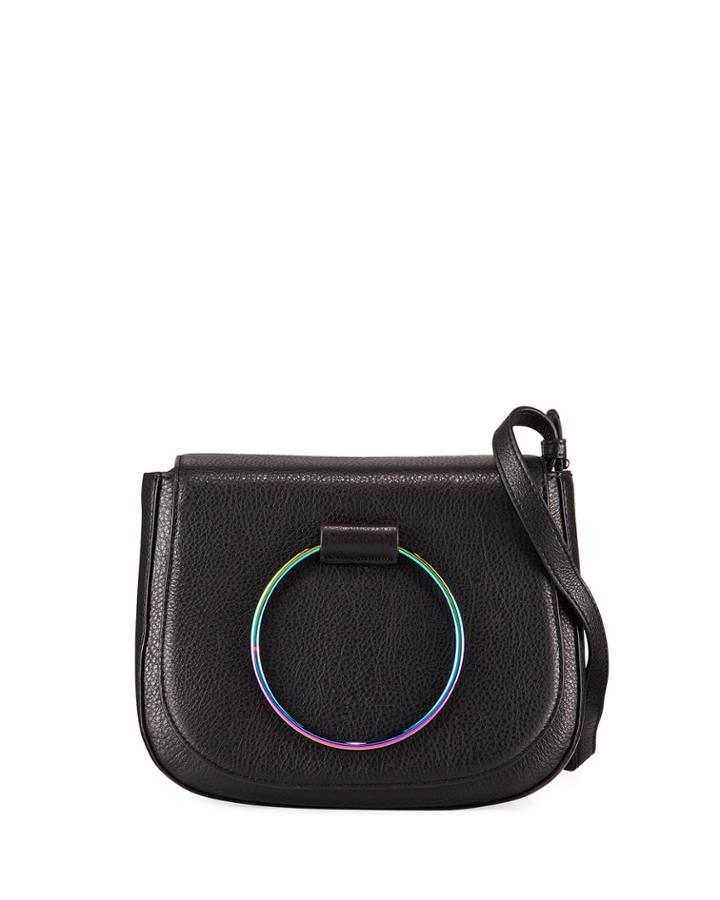 Sabine Leather Saddle Bag, Black