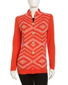 Geometric Knit Golden-button Cardigan