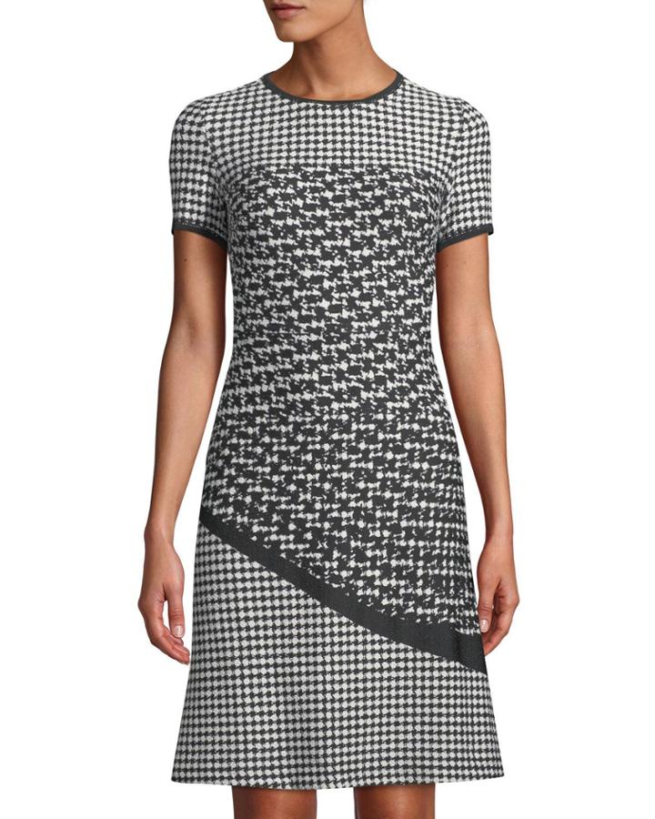 Mixed Houndstooth A-line Dress