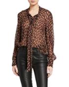 Lanie Paisley-print Tie-neck Blouse