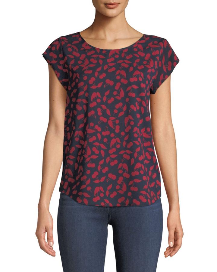 Rancher Short-sleeve Printed Crepe Blouse
