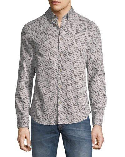 Micro-twill Floral Button-front