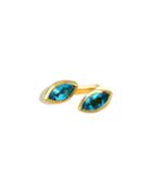 18k Prisma Bypass Marquise Ring In Swiss Blue Topaz,