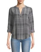 Coralle Plaid Crepe Top