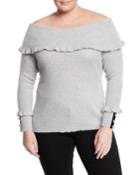 Marilyn Cashmere Off-the-shoulder Pearly-cuff Sweater,