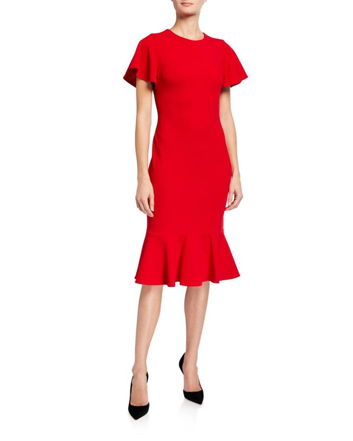 Flutter Short-sleeve Dress With Flutter Bottom
