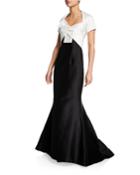 Short-sleeve Gown With Bow