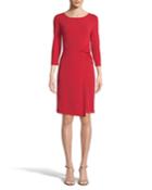 Ruched 3/4 Sleeve A-line Dress