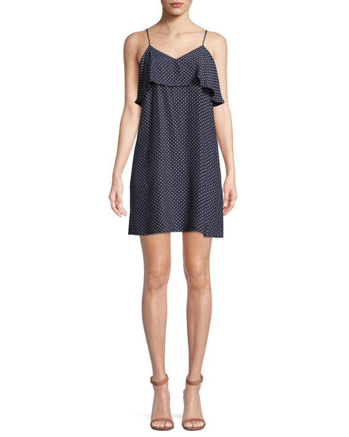 Strappy Polka-dot Silk Flounce
