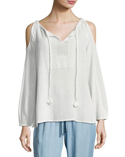 Sandrine Embroidered-bib Top