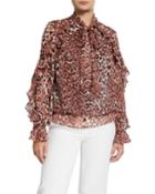 Troy Animal-print Ruffle Top
