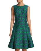 Floral Silk-jacquard Drop-waist Dress