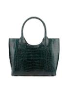 Nancy Gonzalez Crocodile Tote Bag, Emerald, Women's, Blue