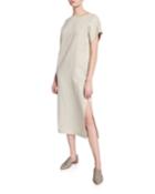 Emiline Striped Short-sleeve Linen Dress W/