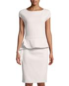 Cap-sleeve Knit Peplum Dress
