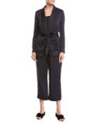 Anasophia Sateen Single-button Jacket, Navy