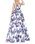 Floral Strapless Ball Gown