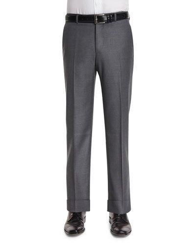 Classic Flat-front Trousers, Gray