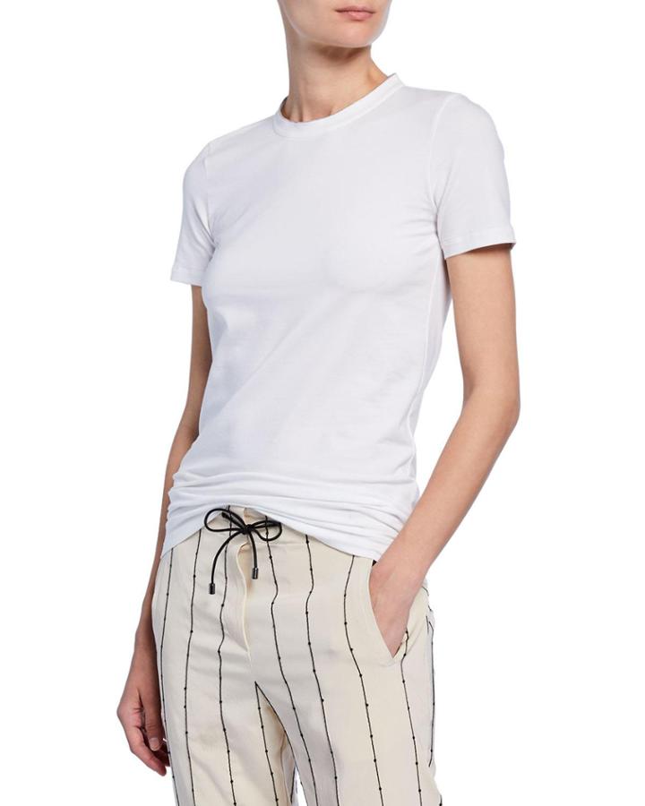 Basic T-shirt W/ Embellished Collar Detail
