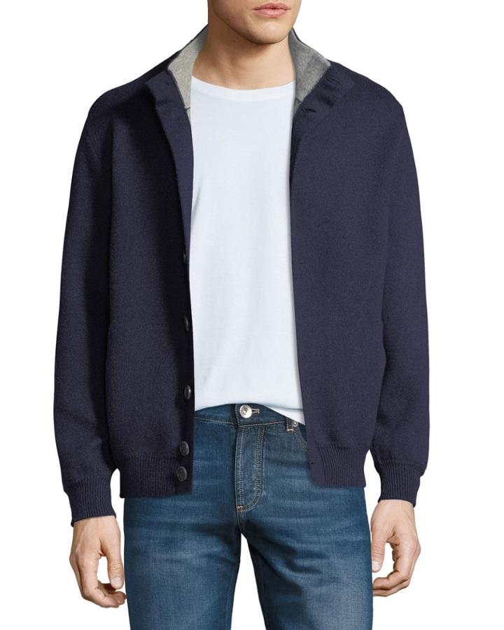 Men's Cashmere Button Cardigan