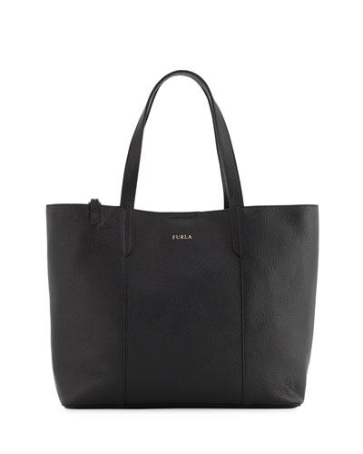 Elle Leather Tote Bag With Detachable Pouch, Onyx