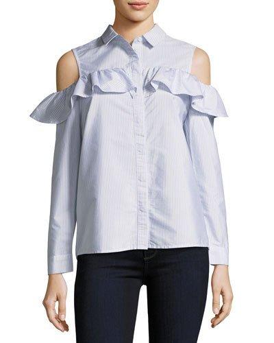 Jasper Ruffled Cold-shoulder Blouse