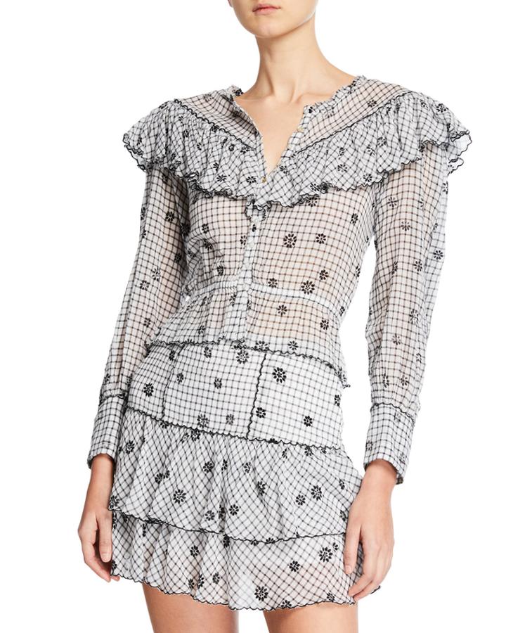 Susanne Ruffle Checker Top