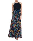 Maxi Halter Dress With Floral-print