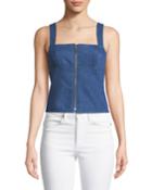 Paula Zip-front Denim Tank Top