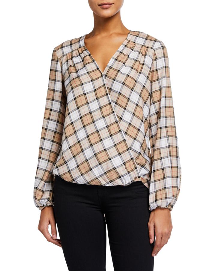 Plaid Surplice High-low Top