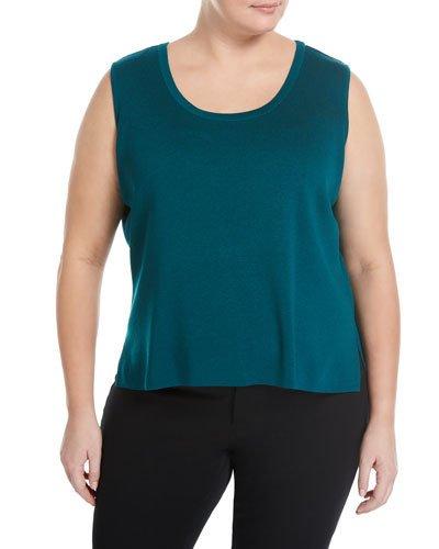 Scoop-neck Knit Tank, Teal,