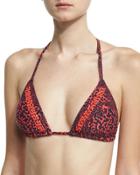 Beaded Triangle Swim Top, Orange Pattern