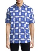 Men's Shaped-fit Short-sleeve Printed Button-front
