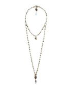Long Double-strand Green Quartz Pendant Necklace