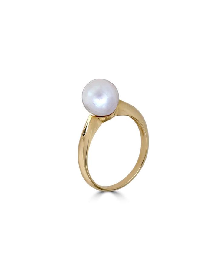 14k Thin 8mm Pearl Ring,