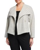 Plus Size Checked Tweed Flyaway Jacket