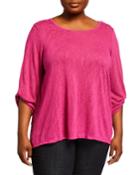 Plus Size Twisted-sleeve Pleated-back Top